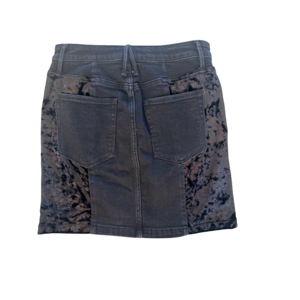 Good American Black Mini Skirt Size 2 Velvet and Denim - Picture 3 of 7